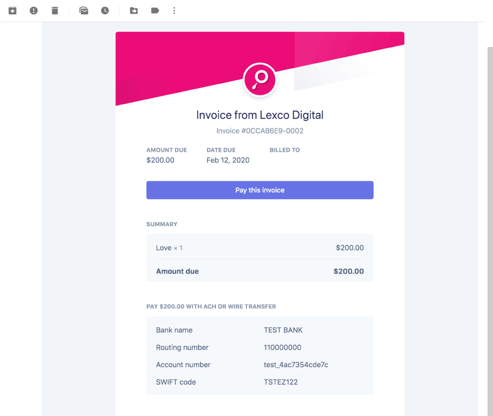 This is the screenshot of an invoice created and sent from the Stripe dashboard.